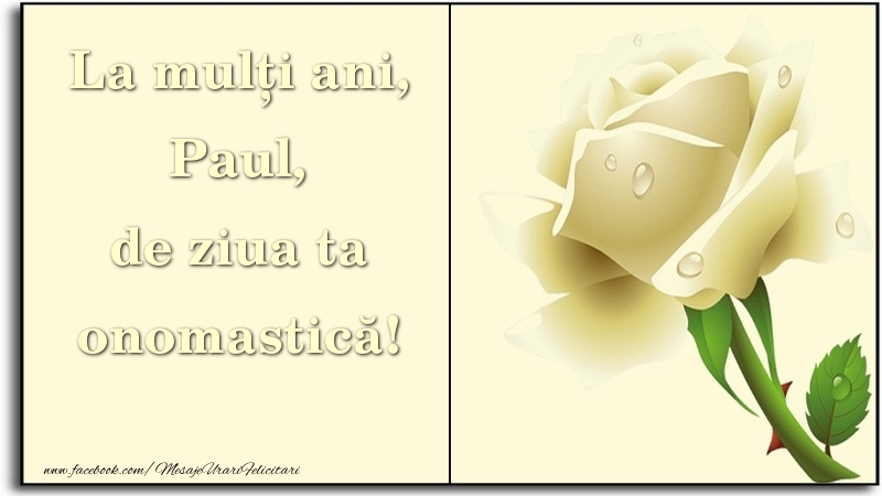 La mulți ani, de ziua ta onomastică! Paul - Felicitari onomastice cu trandafiri